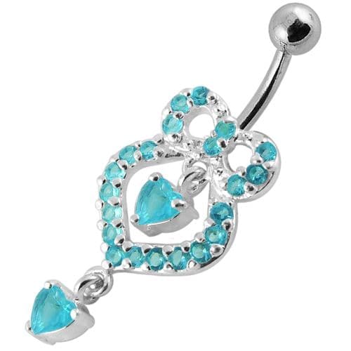 Fancy   Pear shaped Jeweled Dangling Navel Body Jewelry Ring - Monster Piercing