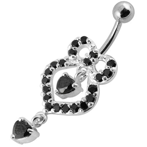 Fancy   Pear shaped Jeweled Dangling Navel Body Jewelry Ring - Monster Piercing