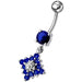 Flower Belly Navel Ring Fancy CZ Gemmed Dangle Button - Monster Piercing