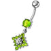 Flower Belly Navel Ring Fancy CZ Gemmed Dangle Button - Monster Piercing