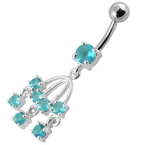 Fancy  chandeliers Dangling Curved Bar Belly Ring - Monster Piercing