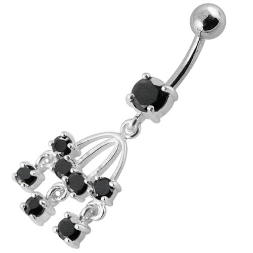 Fancy  chandeliers Dangling Curved Bar Belly Ring - Monster Piercing