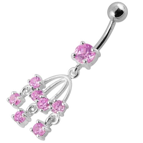 Fancy  chandeliers Dangling Curved Bar Belly Ring - Monster Piercing