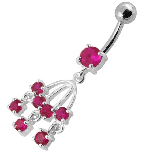 Fancy  chandeliers Dangling Curved Bar Belly Ring - Monster Piercing