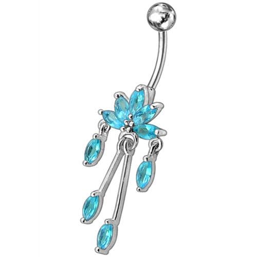 Fancy  Chandeliers Dangling Steel Banana Bar Belly Ring - Monster Piercing