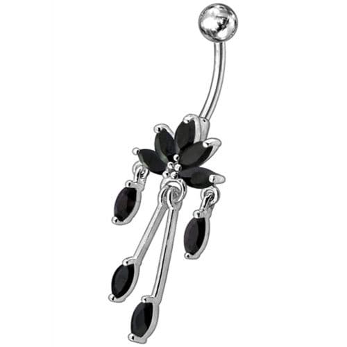 Fancy  Chandeliers Dangling Steel Banana Bar Belly Ring - Monster Piercing