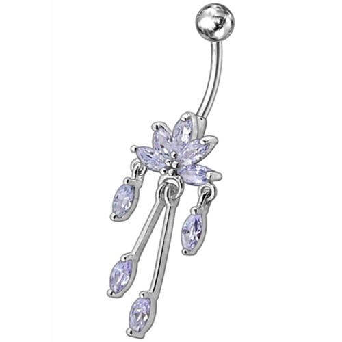 Fancy  Chandeliers Dangling Steel Banana Bar Belly Ring - Monster Piercing