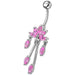 Fancy  Chandeliers Dangling Steel Banana Bar Belly Ring - Monster Piercing