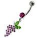 Fancy grapes Jeweled Dangling Curved Bar Belly Ring - Monster Piercing