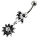 Fancy White Stone Jeweled Flower Dangling Navel Ring - Monster Piercing