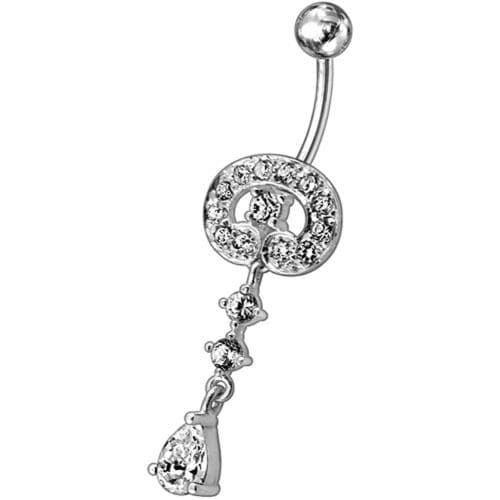 Fancy Vintage Indian Jewelry Jeweled Silver Dangling SS Bar Belly Ring - Monster Piercing