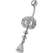 Fancy Vintage Indian Jewelry Jeweled Silver Dangling SS Bar Belly Ring - Monster Piercing