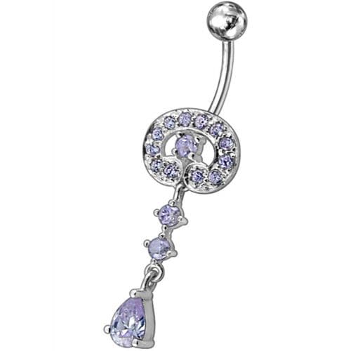 Fancy Vintage Indian Jewelry Jeweled Silver Dangling SS Bar Belly Ring - Monster Piercing