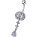 Fancy Vintage Indian Jewelry Jeweled Silver Dangling SS Bar Belly Ring - Monster Piercing