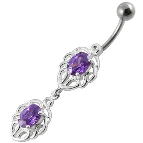 Fancy Jeweled Dangling Belly Ring - Monster Piercing