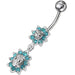 Fancy Double Flowered  Dangling Navel Ring - Monster Piercing