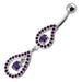 Fancy Pear Shape Jeweled Dangling SS Bar Navel Ring - Monster Piercing