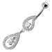 Fancy Pear Shape Jeweled Dangling SS Bar Navel Ring - Monster Piercing