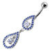 Fancy Pear Shape Jeweled Dangling SS Bar Navel Ring - Monster Piercing