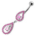 Fancy Pear Shape Jeweled Dangling SS Bar Navel Ring - Monster Piercing