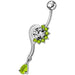 Fancy Flower With Teardrop Jeweled Dangling Navel Body Ring - Monster Piercing