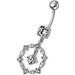 Silver New Fancy Circle Jeweled Dangling Navel Banana Bar Ring - Monster Piercing