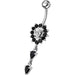 Fancy Ancient Flower Jeweled Dangling Navel Ring - Monster Piercing