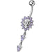 Fancy Ancient Flower Jeweled Dangling Navel Ring - Monster Piercing