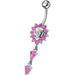 Fancy Ancient Flower Jeweled Dangling Navel Ring - Monster Piercing