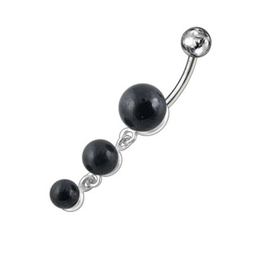 Fancy Pearl Jeweled Dangling Banana Bar Navel Body Jewelry Ring - Monster Piercing