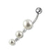 Fancy Pearl Jeweled Dangling Banana Bar Navel Body Jewelry Ring - Monster Piercing