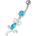 Fancy Jeweled Lizard Dangling Curved Bar Belly Ring Body Jewelry - Monster Piercing