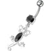 Fancy Jeweled Lizard Dangling Curved Bar Belly Ring Body Jewelry - Monster Piercing