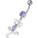 Fancy Jeweled Lizard Dangling Curved Bar Belly Ring Body Jewelry - Monster Piercing