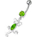 Fancy Jeweled Lizard Dangling Curved Bar Belly Ring Body Jewelry - Monster Piercing