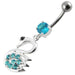 Fancy Jeweled Swan Silver Dangling Banana Bar Navel Body Ring - Monster Piercing