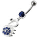 Fancy Jeweled Swan Silver Dangling Banana Bar Navel Body Ring - Monster Piercing