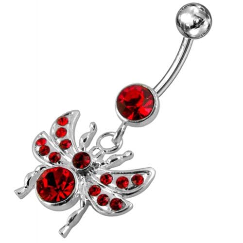 Jeweled flies Dangling Belly Ring - Monster Piercing