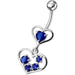 Fancy Jeweled Heart Dangling SS Bar Body Belly Ring - Monster Piercing