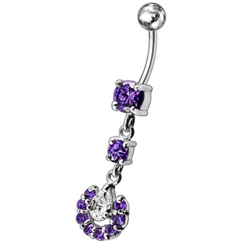 Fancy flowered Silver Dangling Navel Ring - Monster Piercing