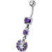 Fancy flowered Silver Dangling Navel Ring - Monster Piercing