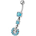 Fancy flowered Silver Dangling Navel Ring - Monster Piercing