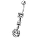 Fancy flowered Silver Dangling Navel Ring - Monster Piercing