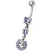 Fancy flowered Silver Dangling Navel Ring - Monster Piercing