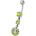 Fancy flowered Silver Dangling Navel Ring - Monster Piercing