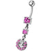 Fancy flowered Silver Dangling Navel Ring - Monster Piercing