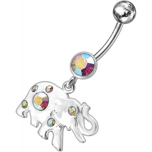 Jeweled Elephant Dangling Belly Ring - Monster Piercing