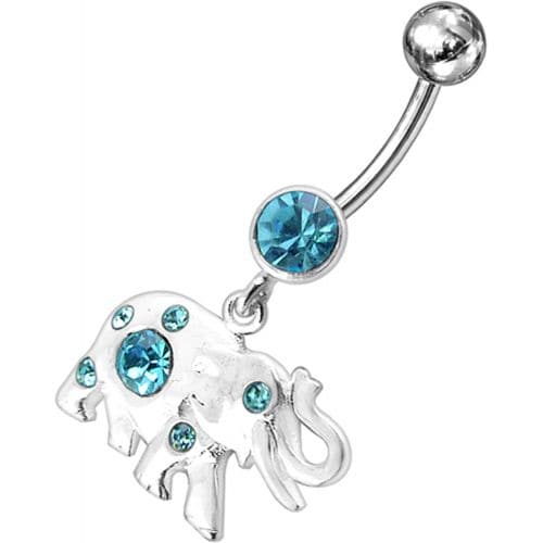 Jeweled Elephant Dangling Belly Ring - Monster Piercing