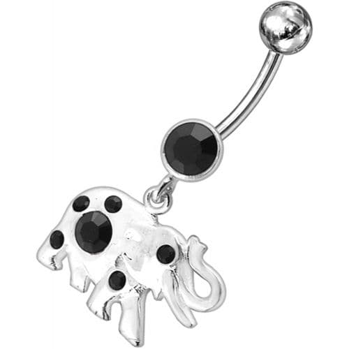 Jeweled Elephant Dangling Belly Ring - Monster Piercing