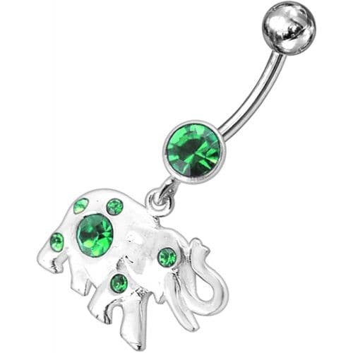 Jeweled Elephant Dangling Belly Ring - Monster Piercing